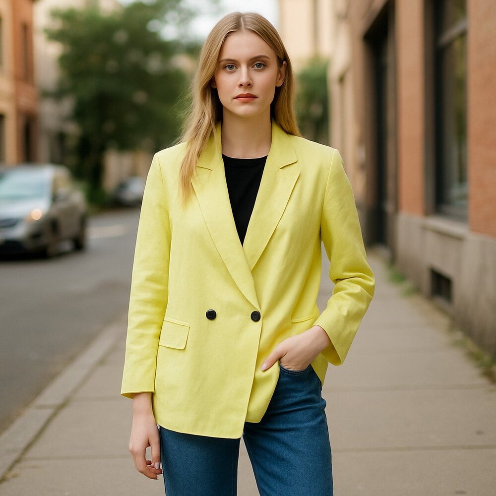 NWOT APT.9 Lime Green / Pale Yellow  Linen Rayon Blend Lime Green XL